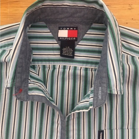 Tommy Hilfiger Youth boys size L short sleeve, button down striped shirt - Picture 5 of 11